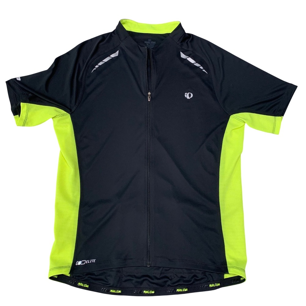 Pearl Izumi Elite Cycling Jersey Mens XL Black Neon Yellow In-R-Cool Full Zip
